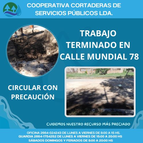 Fin trabajo en calle Mundial 78